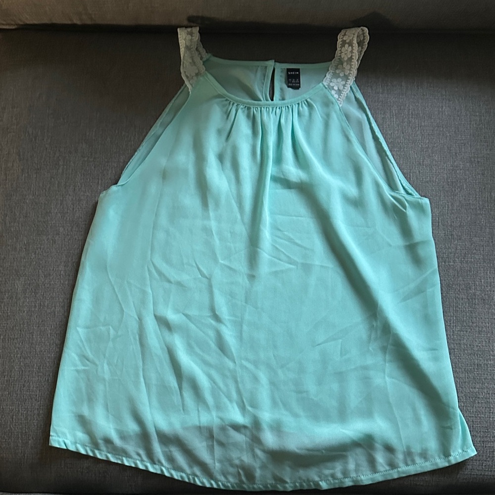 SHEIN Light Green Sleeveless Blouse